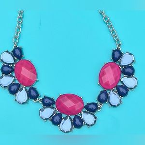 Blue with Fuschia pink Statement Necklace